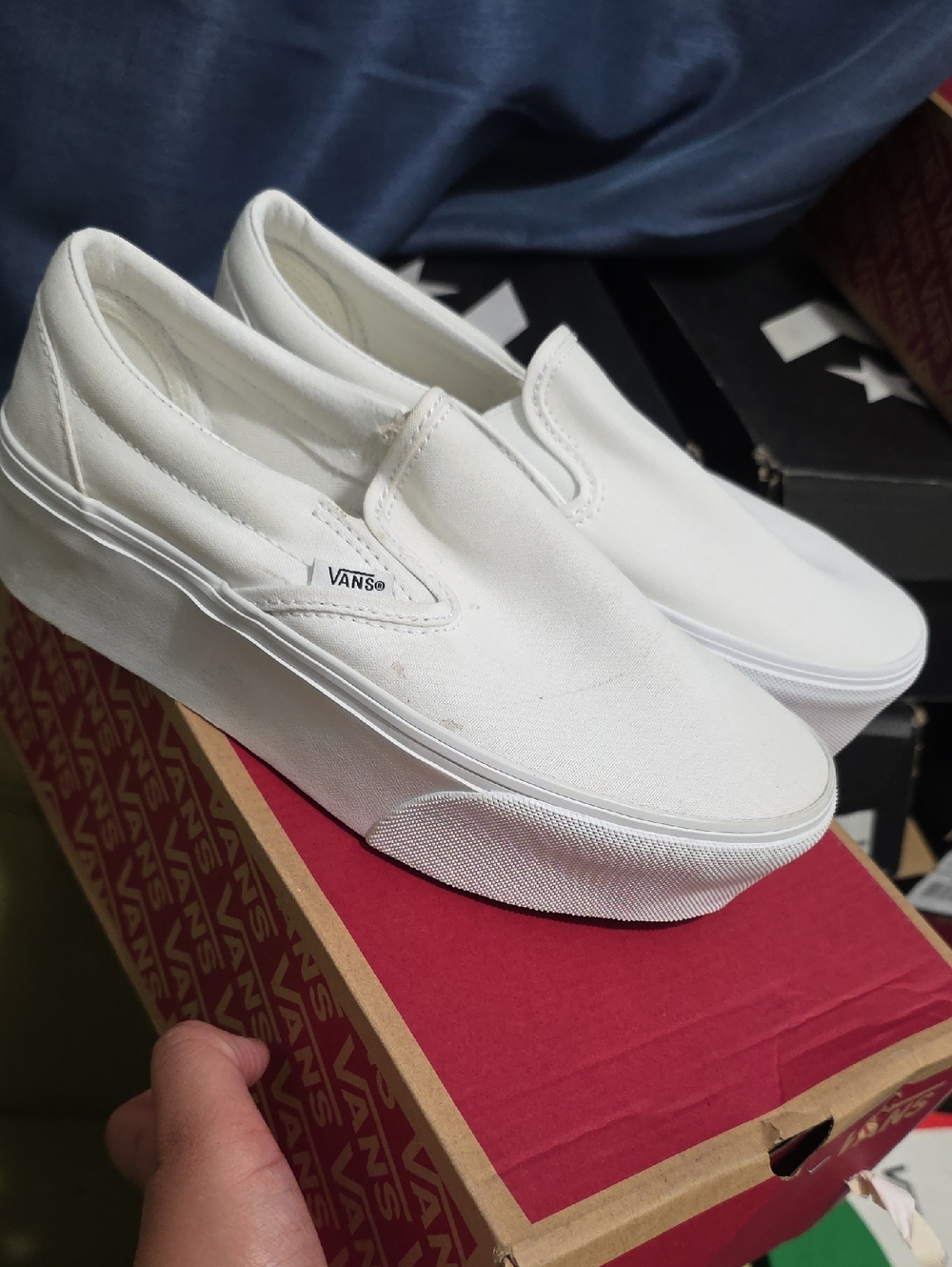 Vans Women’s White Classic Slip-On Canvas Sneakers
